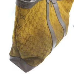 Gucci Canvas Handle Tote Crest Braided Bag Brown GG